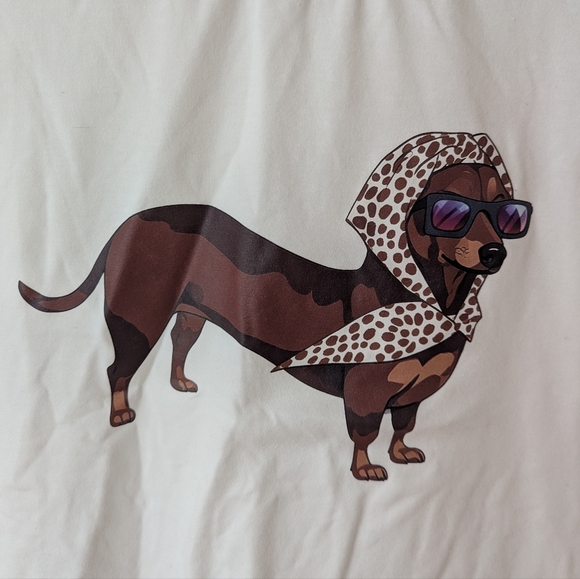 White T-Shirt with Stylish Dog Print - Picture 2 of 5